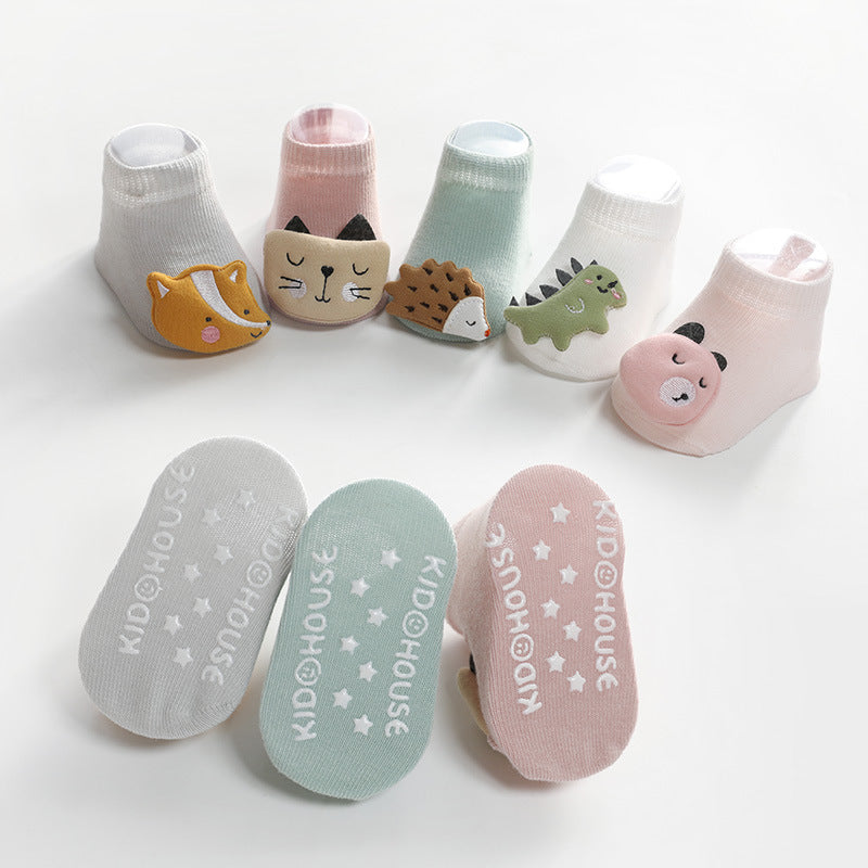 Children's Socks Cartoon Animal Accessories Baby Socks Dispensing Non-slip Glue